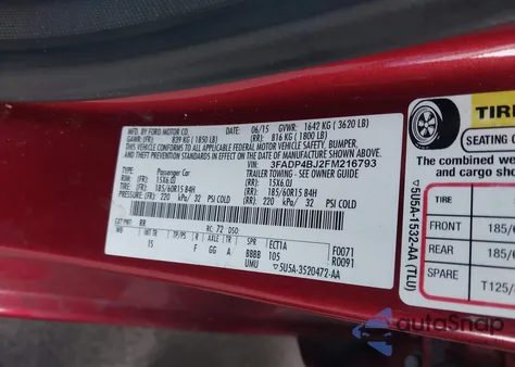 2015 Ford Fiesta Se from USA, damaged, VIN 3FADP4BJ2FM216793